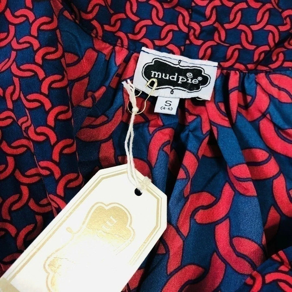 Mud Pie Size S Burgundy Printed Bow Tie Tunic Blouse NEW! - Picture 4 of 5